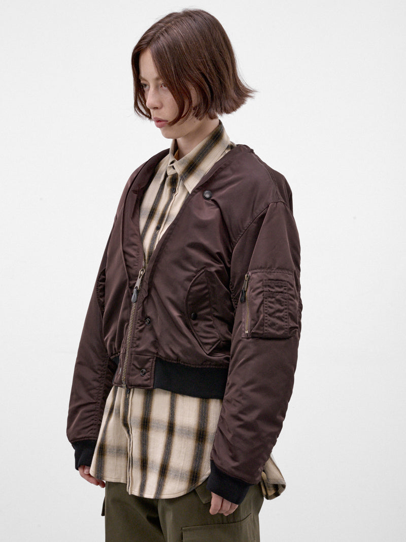 Brown Reversible Nylon Bomber Jacket (S51AM0522-M35923-DARK-BROWN)
