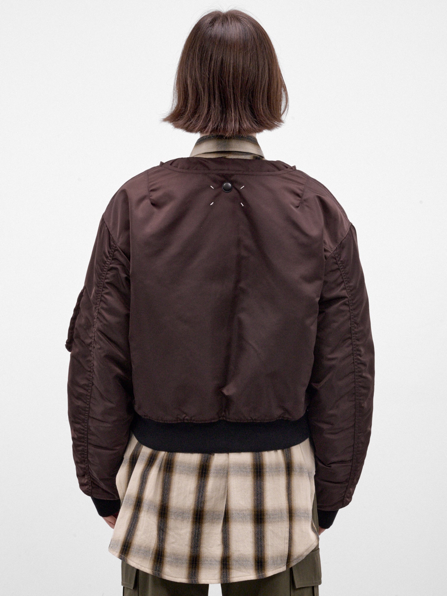 Brown Reversible Nylon Bomber Jacket (S51AM0522-M35923-DARK-BROWN)