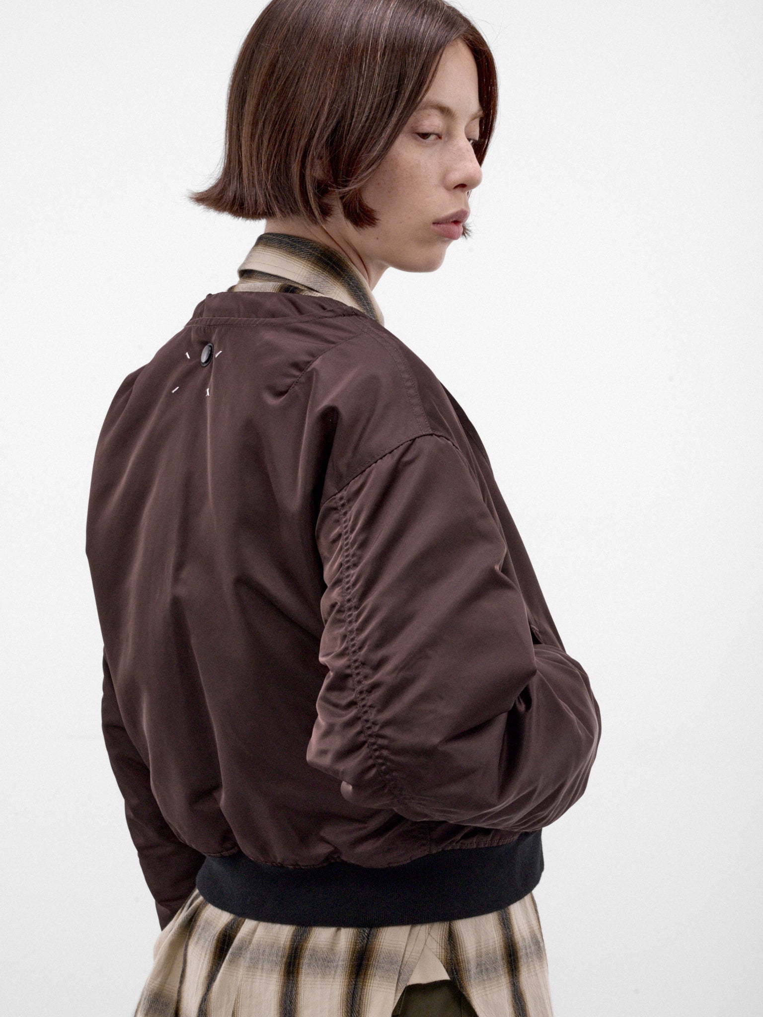 Brown Reversible Nylon Bomber Jacket (S51AM0522-M35923-DARK-BROWN)