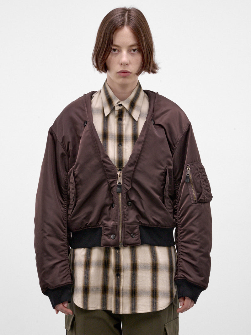 Brown Reversible Nylon Bomber Jacket (S51AM0522-M35923-DARK-BROWN)