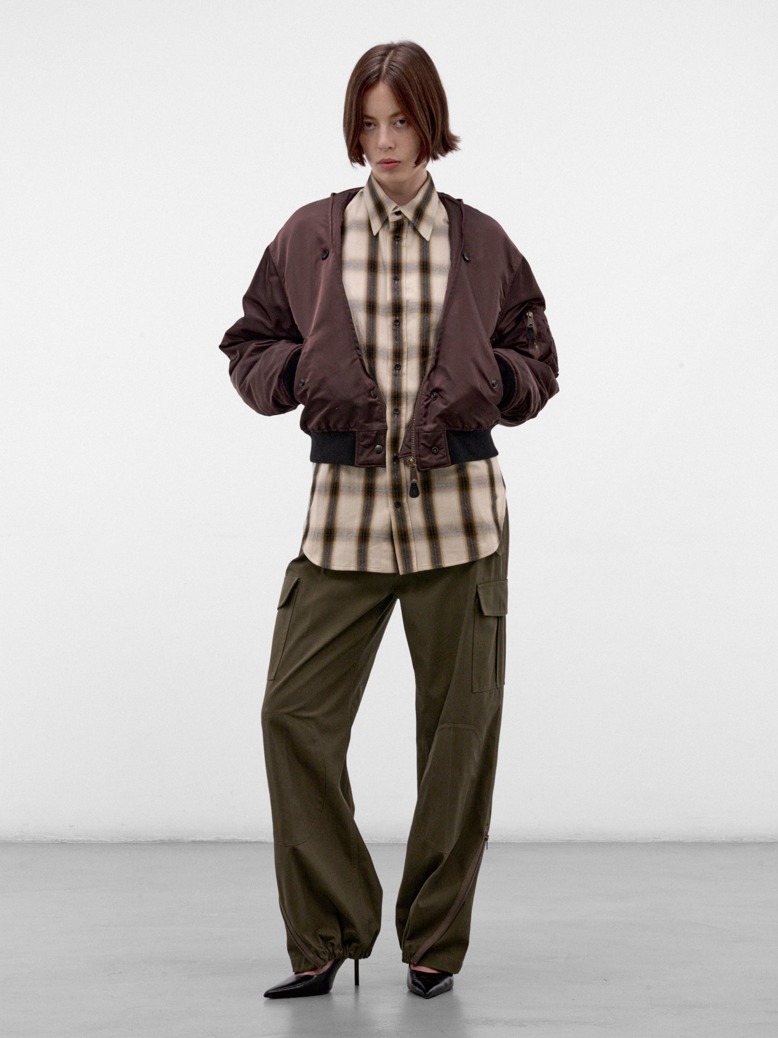 Brown Reversible Nylon Bomber Jacket (S51AM0522-M35923-DARK-BROWN)