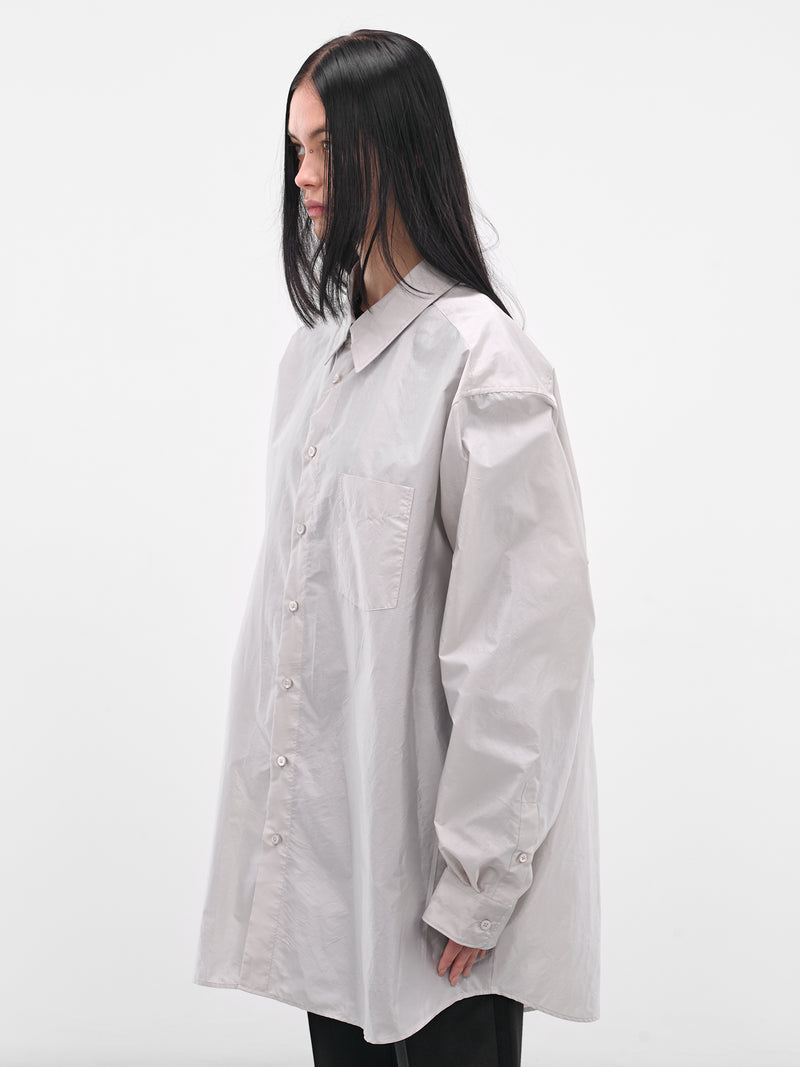Gray Oversized Button-Up Shirt (S51DT0025-M35350-PEARL-GREY)
