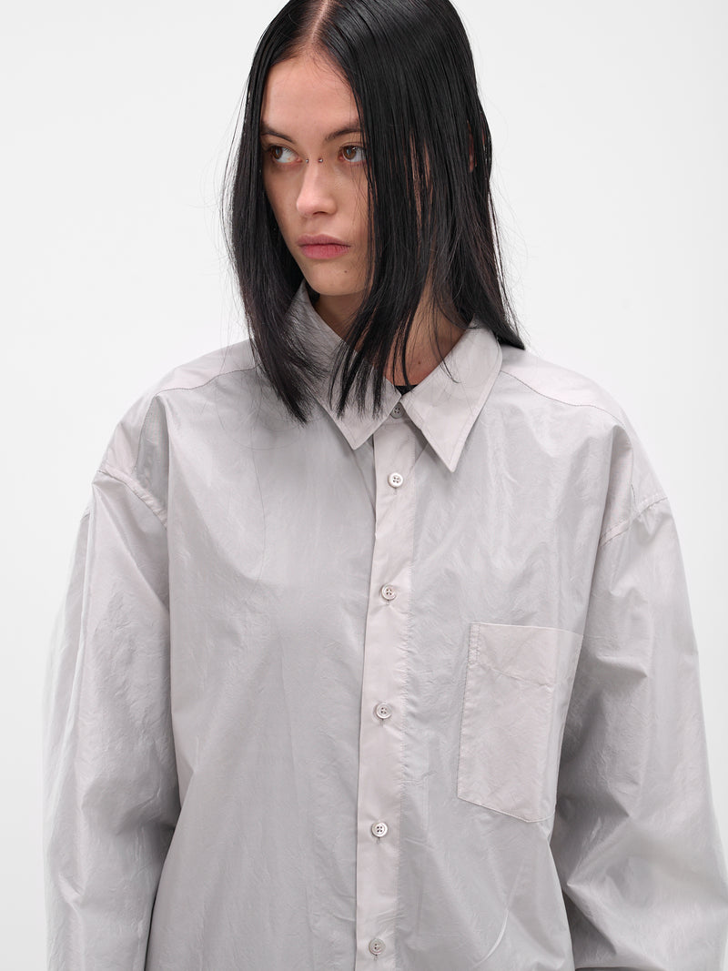 Gray Oversized Button-Up Shirt (S51DT0025-M35350-PEARL-GREY)
