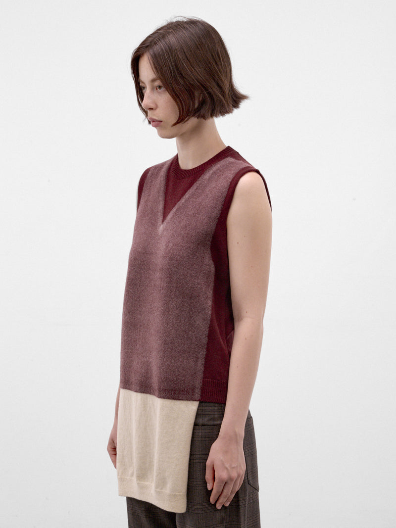 Burgundy Layered Wool Knit Vest (S51FB0086-M13304-211F-BURGUNDY)