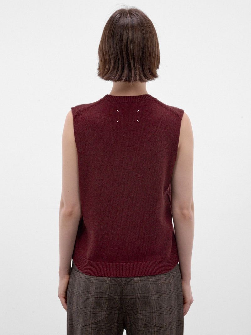 Burgundy Layered Wool Knit Vest (S51FB0086-M13304-211F-BURGUNDY)