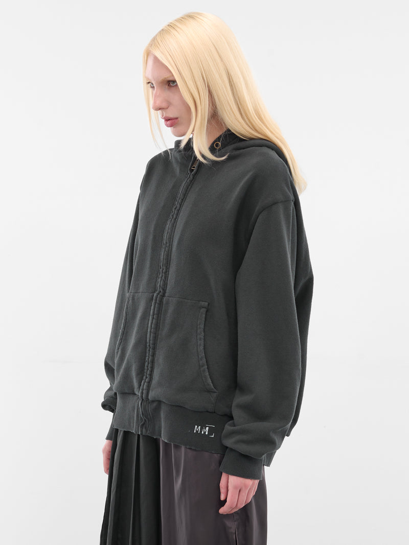 Black Distressed Zip Hoodie (S51HG0022-MTJ033-862-BLACK)