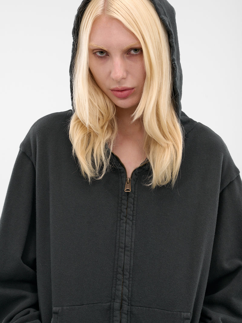 Black Distressed Zip Hoodie (S51HG0022-MTJ033-862-BLACK)