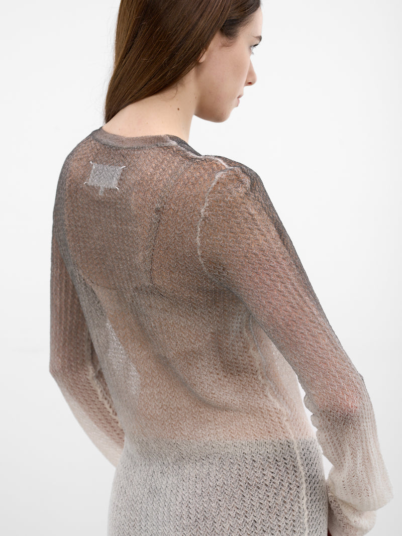 Sheer Gradient Knit Top (S51HL0036-M13231-101S-OFF-WHIT)