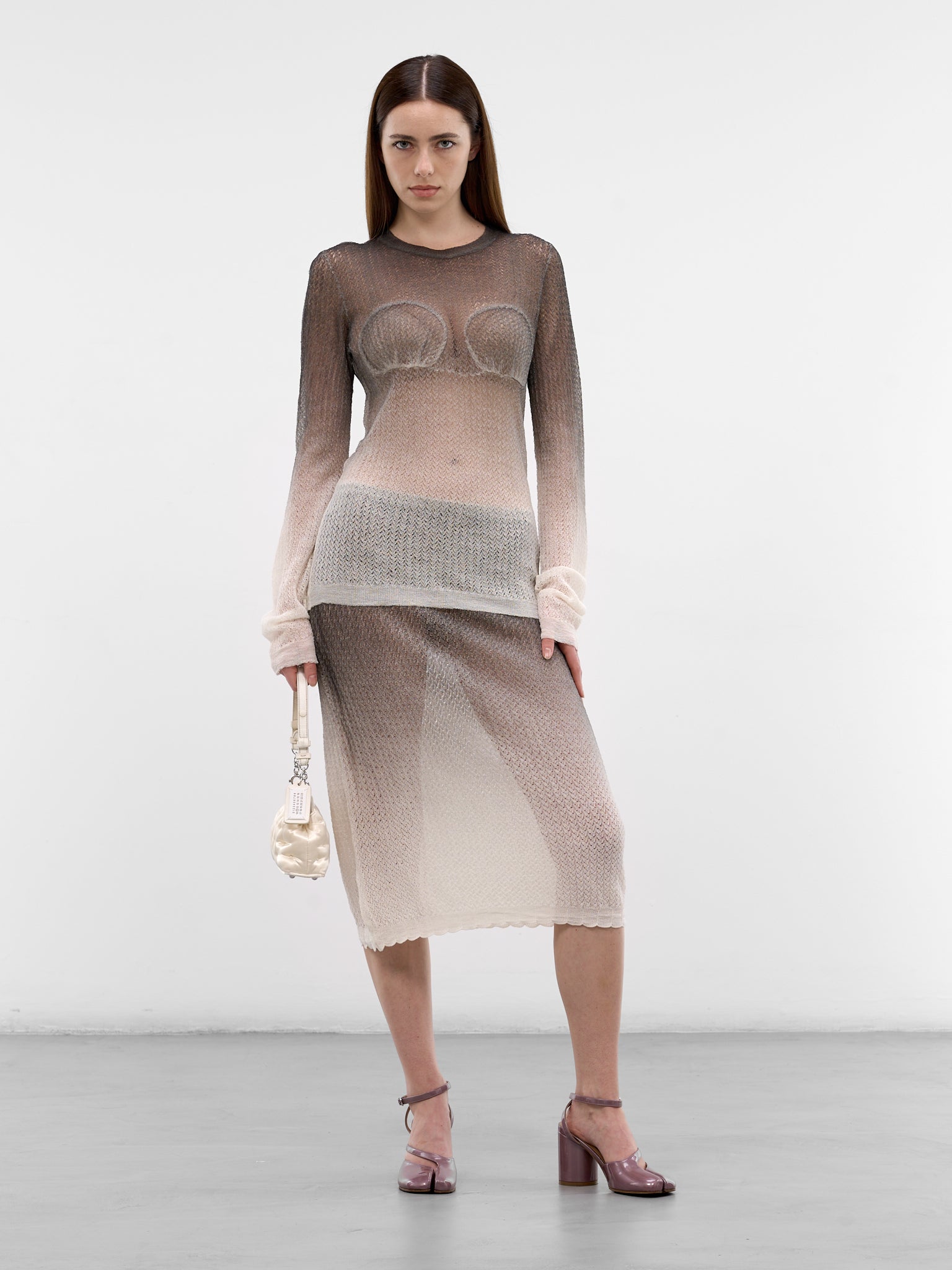 Sheer Gradient Knit Top (S51HL0036-M13231-101S-OFF-WHIT)