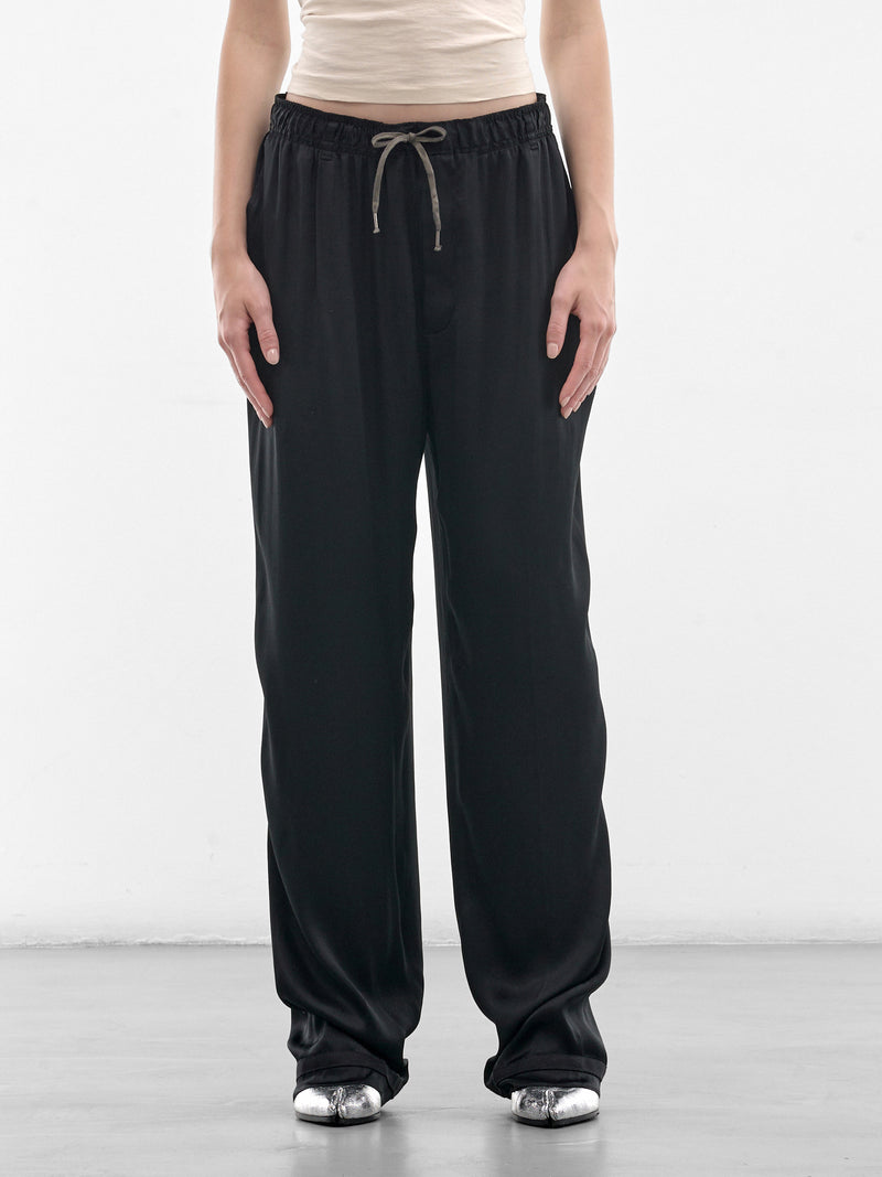 Black Satin Silk Relaxed Trousers (S51KA0619-M36047-900-BLACK)