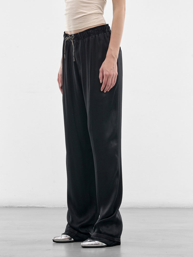 Black Satin Silk Relaxed Trousers (S51KA0619-M36047-900-BLACK)