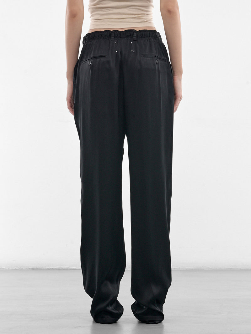 Black Satin Silk Relaxed Trousers (S51KA0619-M36047-900-BLACK)