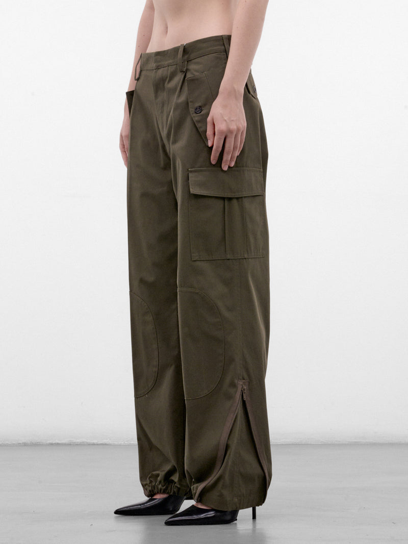 Green Cotton Cargo Pants (S51KA0621-M35900-GREEN)