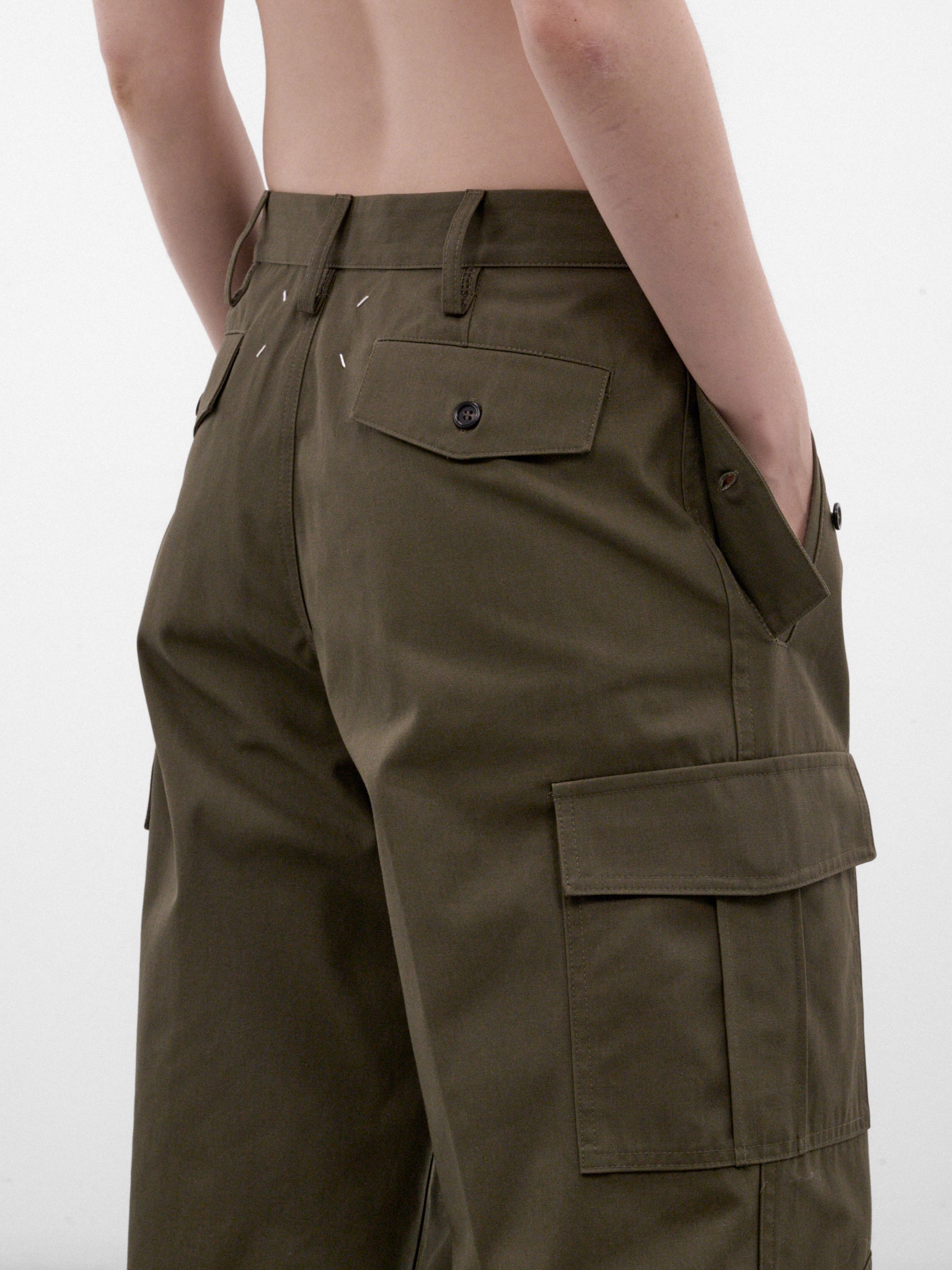 Green Cotton Cargo Pants (S51KA0621-M35900-GREEN)