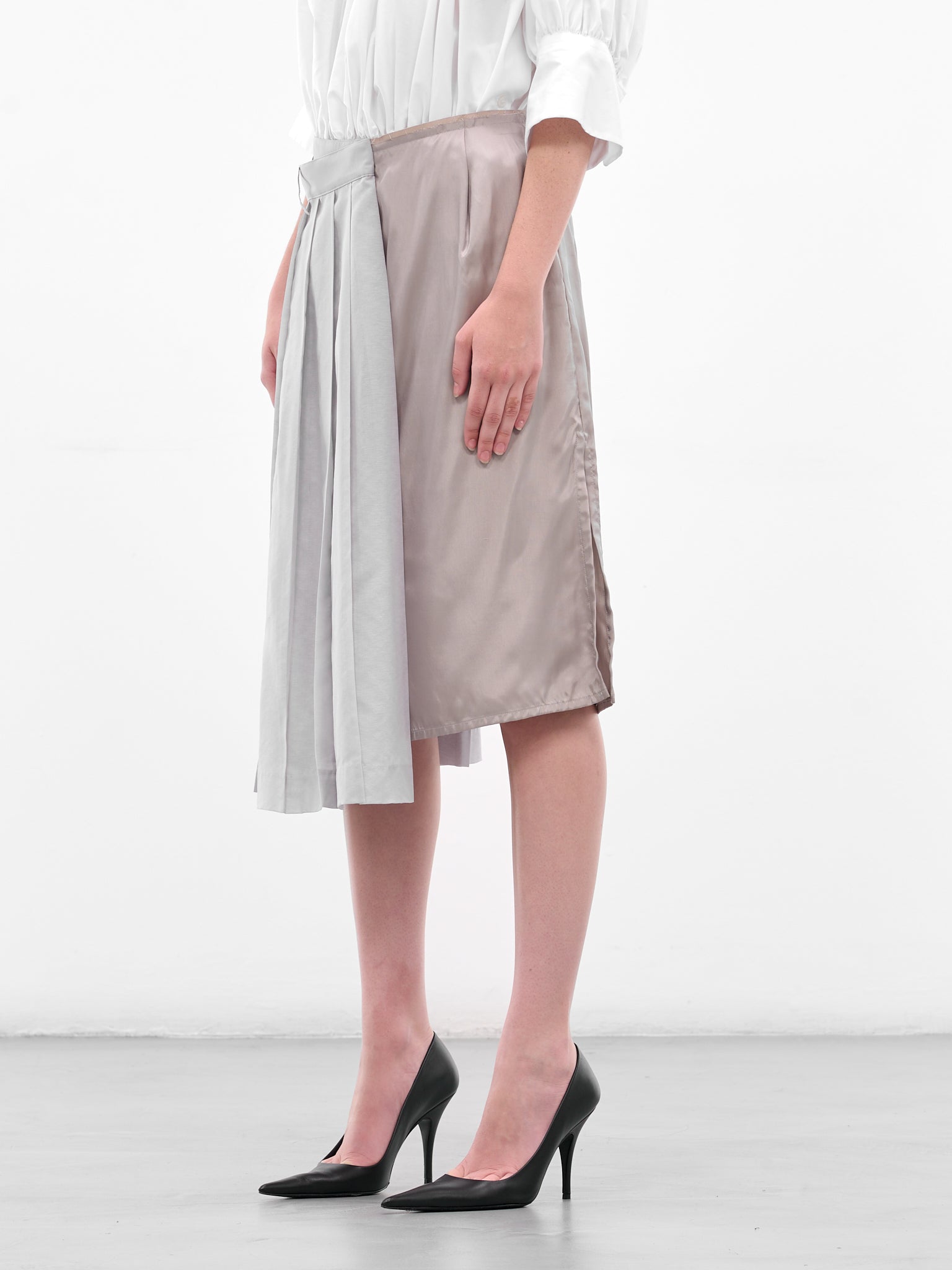 Gray Deconstructed Asymmetric Midi Skirt (S51ME0043-MTN098-857-GREY)