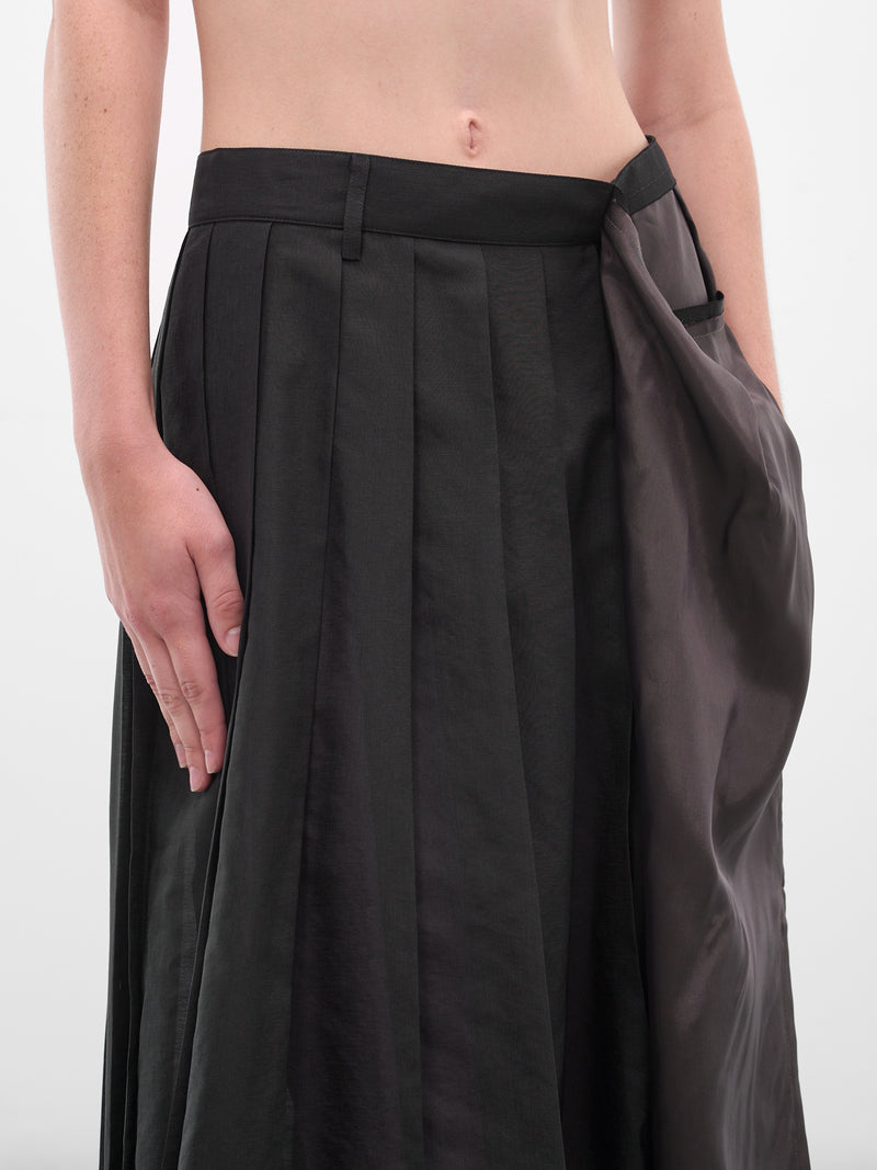 Black Deconstructed Asymmetric Midi Skirt (S51ME0043-MTN098-900-BLACK)