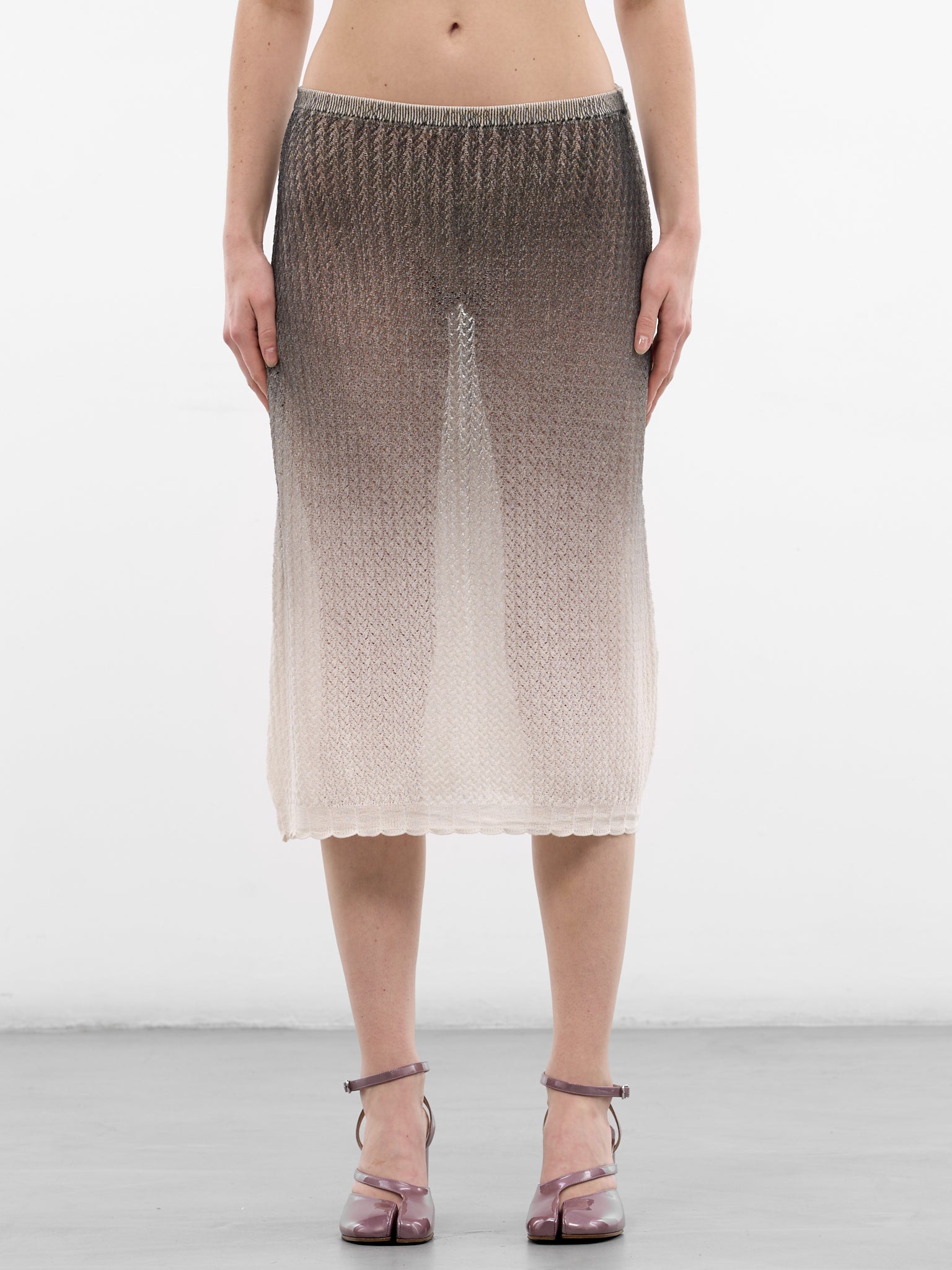 Sheer Gradient Knit Midi Skirt (S51ME0061-M13231-101S-GRAY)