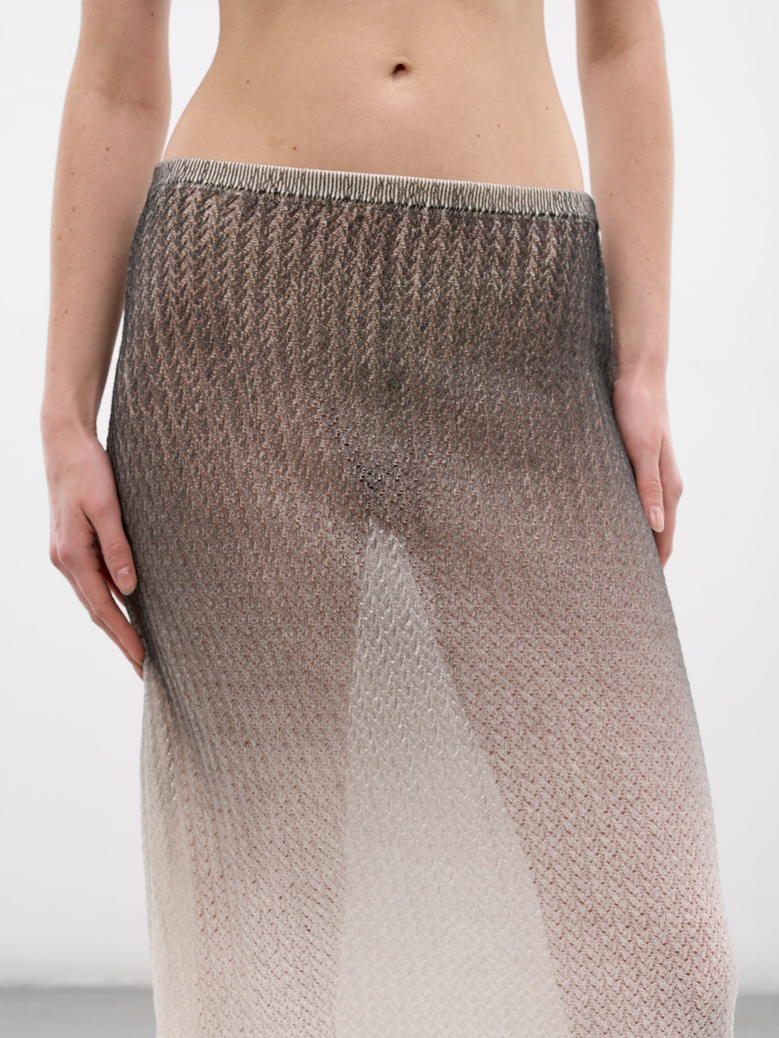 Sheer Gradient Knit Midi Skirt (S51ME0061-M13231-101S-GRAY)