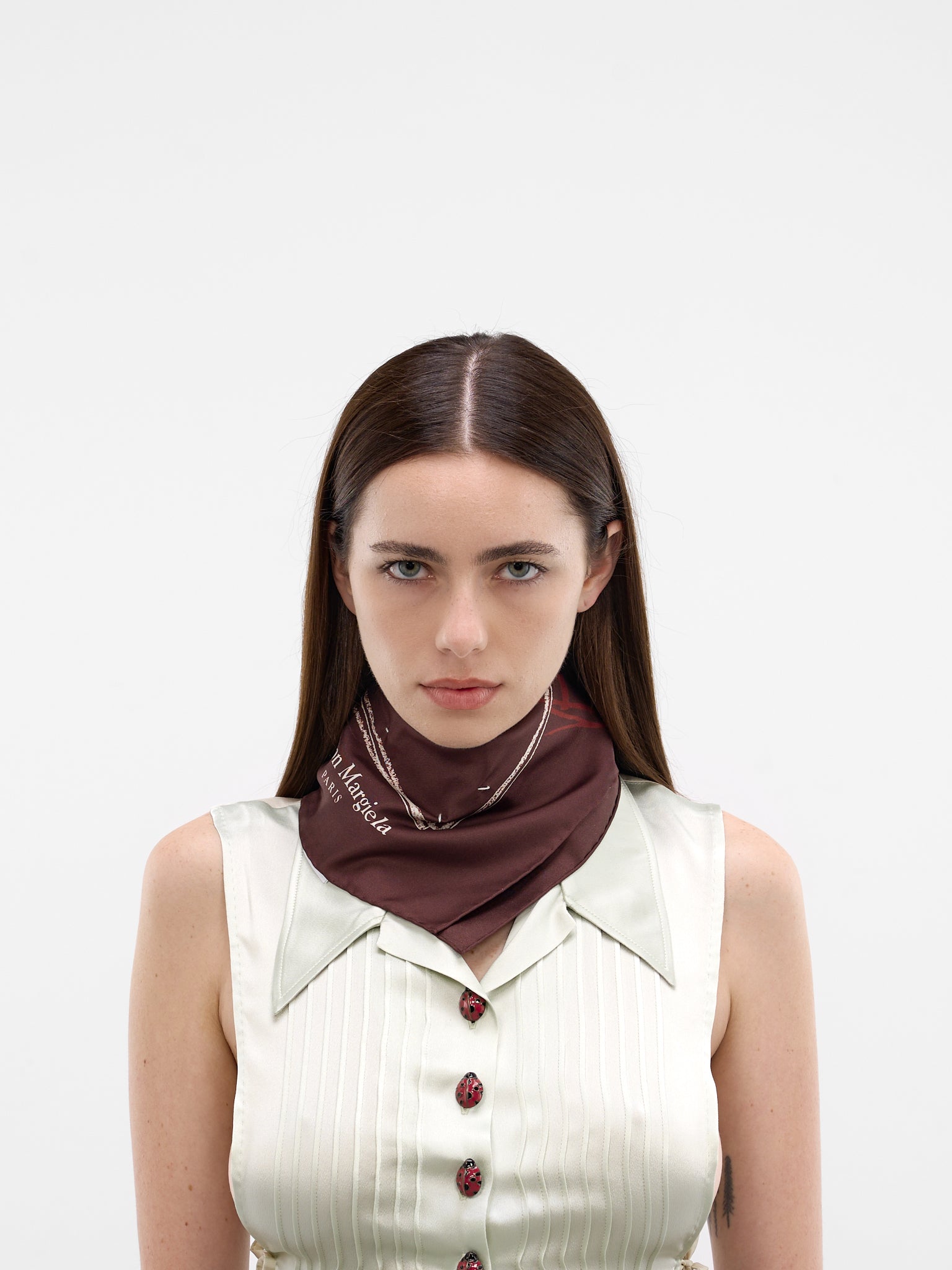 Scribbled Numeric Silk Foulard (S51TF0049-M35820-359S-BURGUNDY)