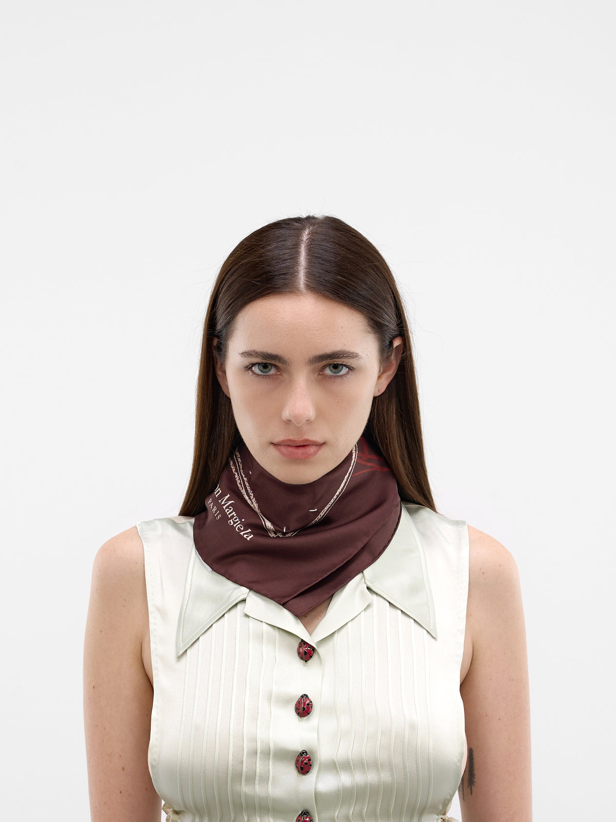 Scribbled Numeric Silk Foulard (S51TF0049-M35820-359S-BURGUNDY)