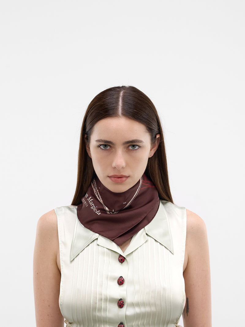 Scribbled Numeric Silk Foulard (S51TF0049-M35820-359S-BURGUNDY)