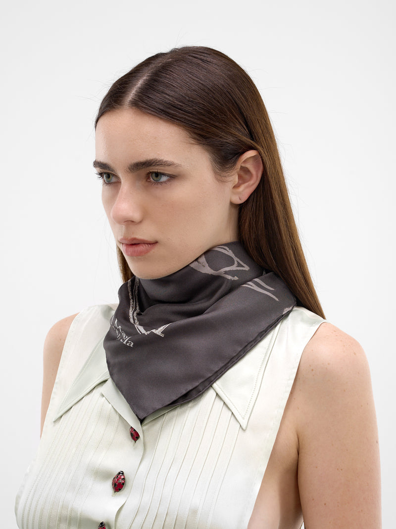 Scribbled Numeric Silk Foulard (S51TF0049-M35820-855S-GRAY)
