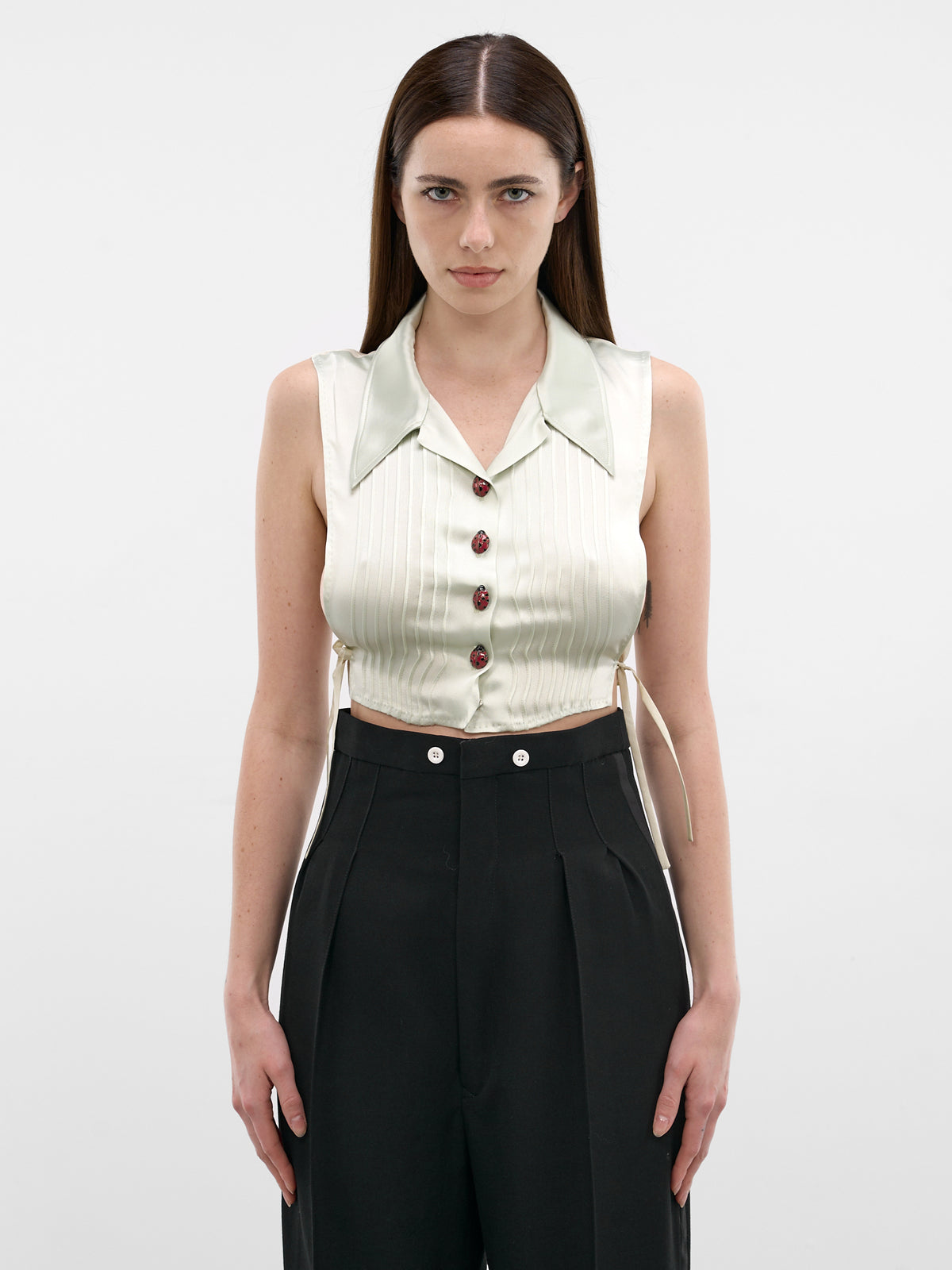 White Silk Stole Crop Top (S51TH0094-MTN152-LIGHT-PISTACH)