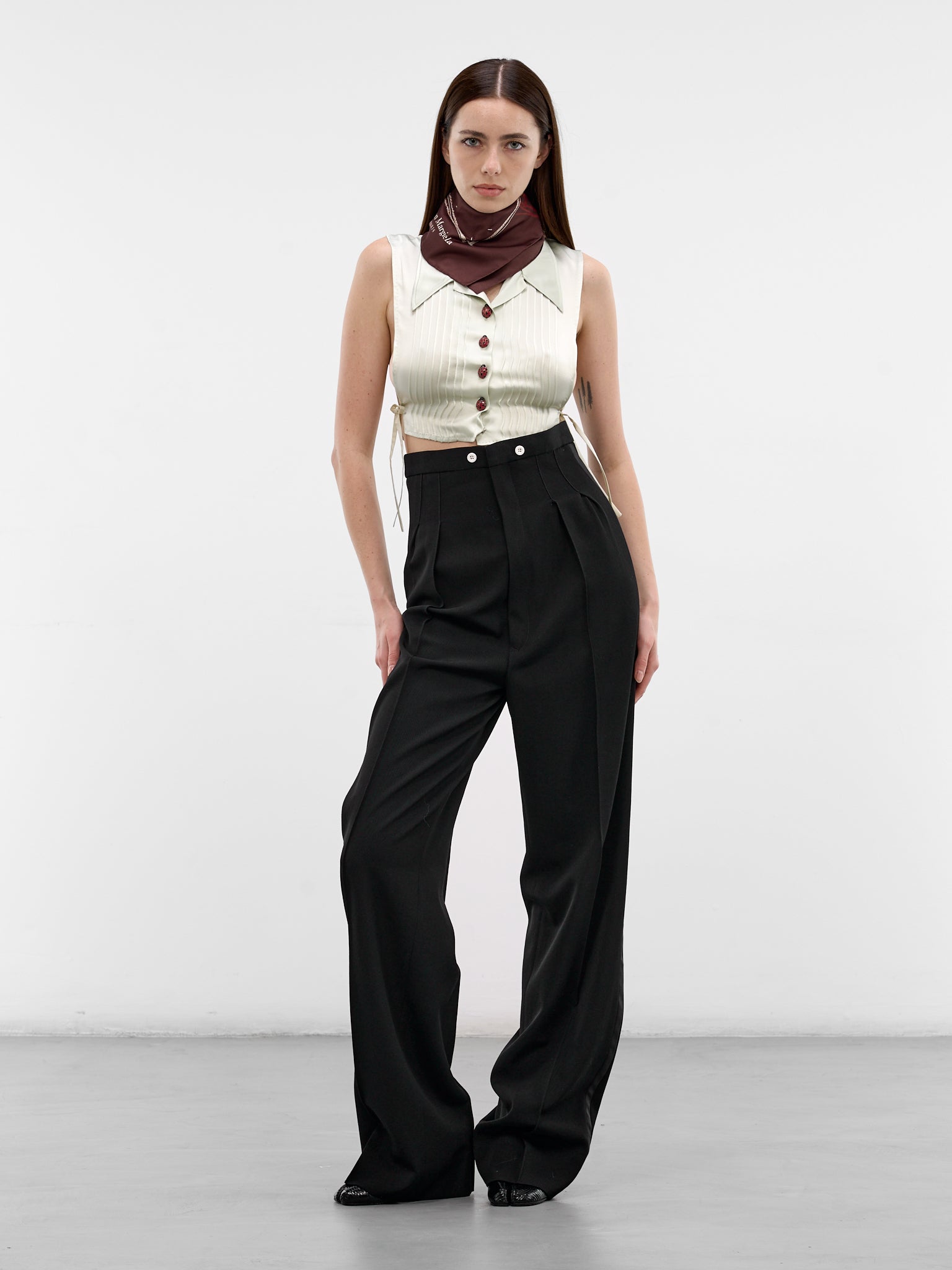 White Silk Stole Crop Top (S51TH0094-MTN152-LIGHT-PISTACH)