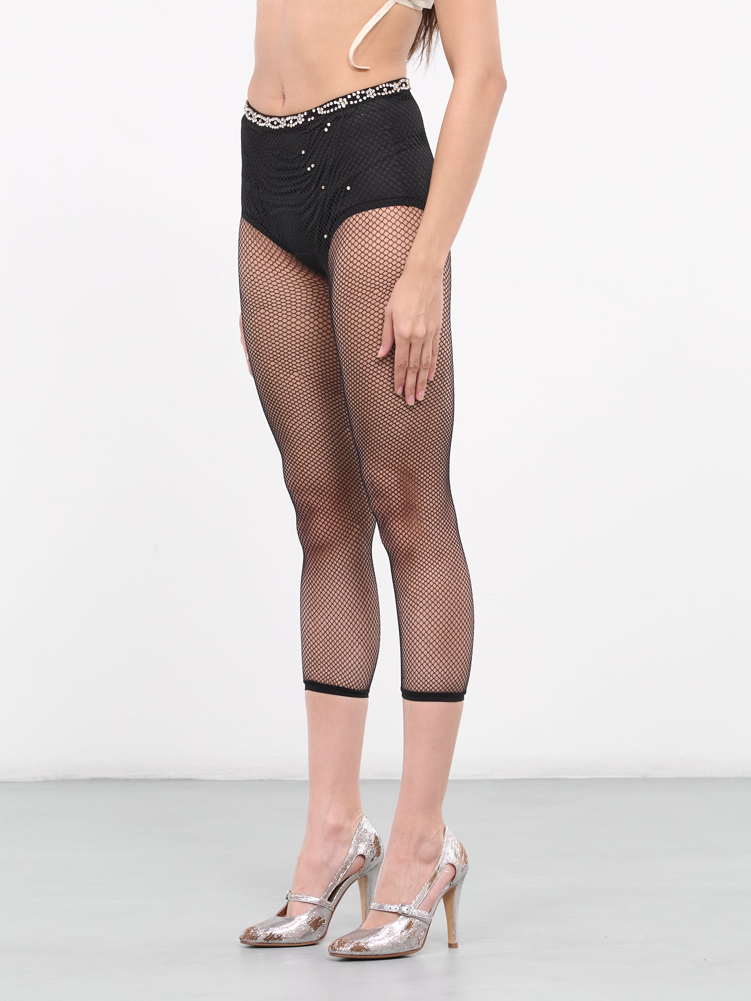 Leggings, Playboy Diamante Hotfix Mesh Leggings