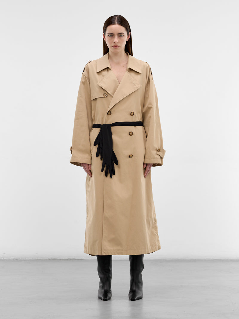 Beige Glove Belted Trench Coat (S52AH0084-M35368-154-BEIGE)