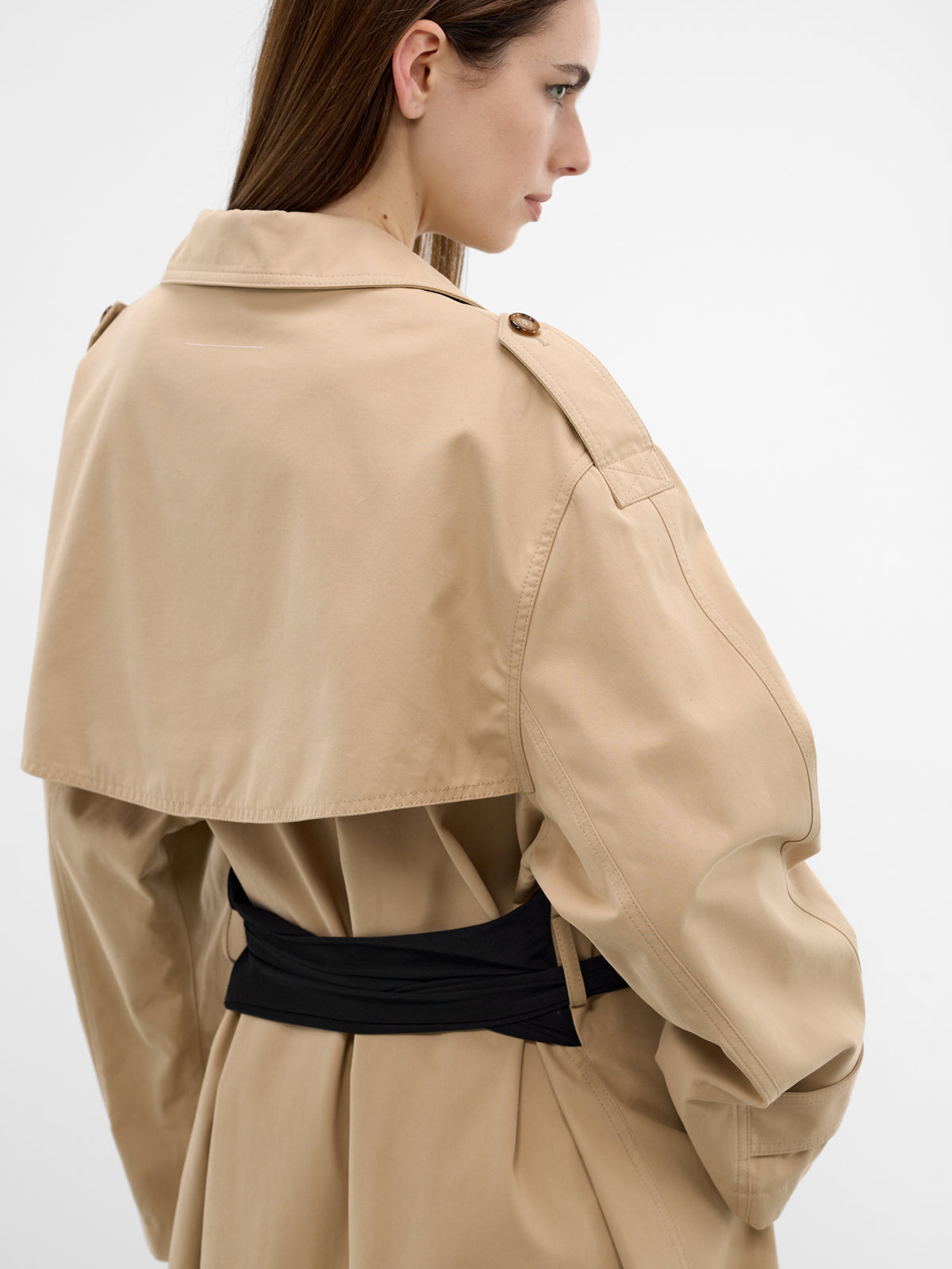 Beige Glove Belted Trench Coat (S52AH0084-M35368-154-BEIGE)