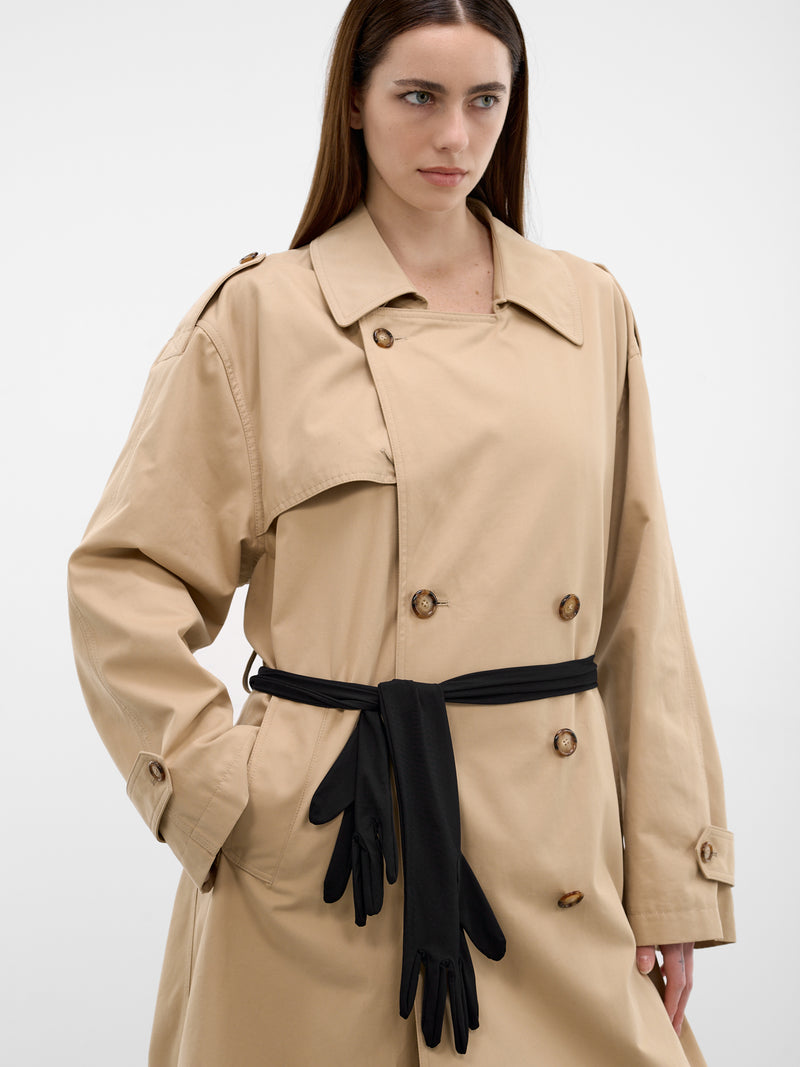 Beige Glove Belted Trench Coat (S52AH0084-M35368-154-BEIGE)