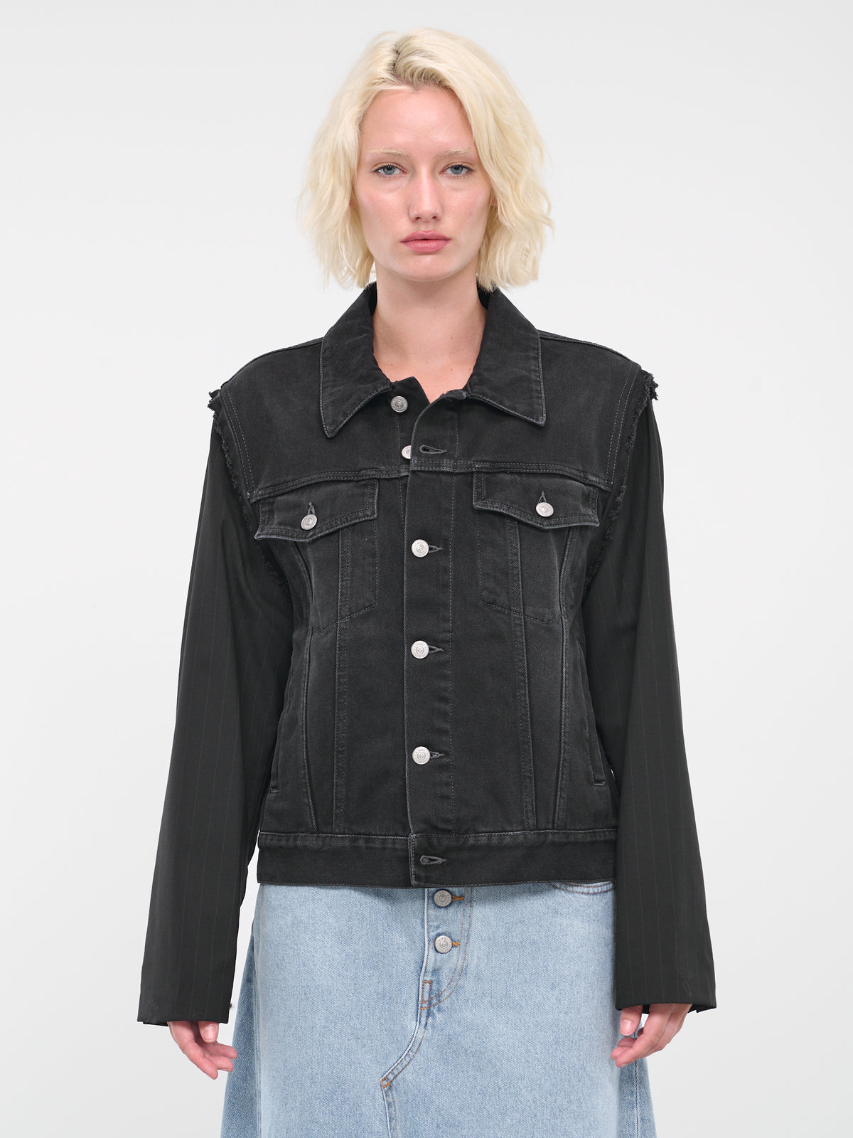 Paneled Denim Suit Jacket (S52AM0260-STZ086-961-BLACK)