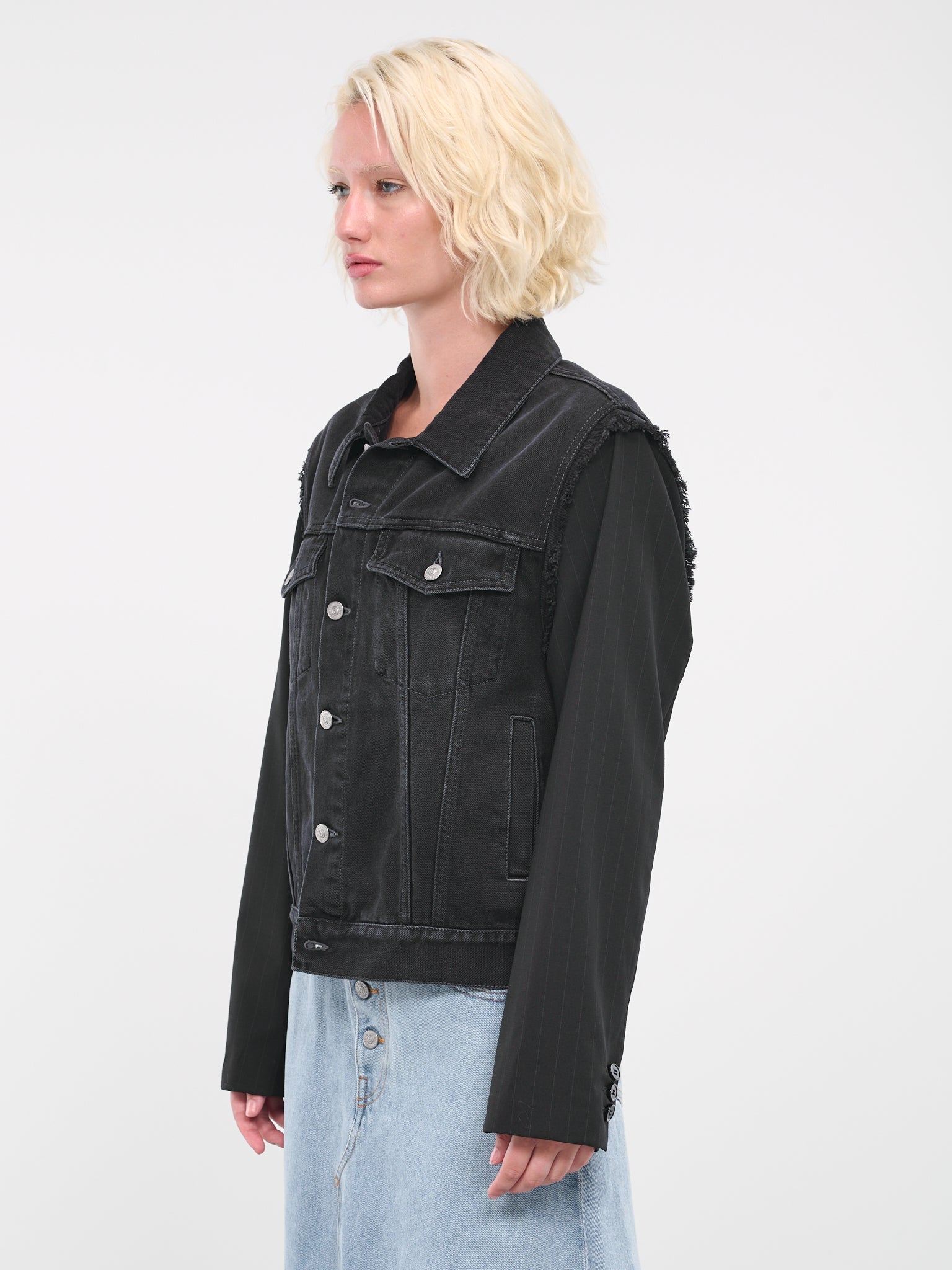 Paneled Denim Suit Jacket (S52AM0260-STZ086-961-BLACK)