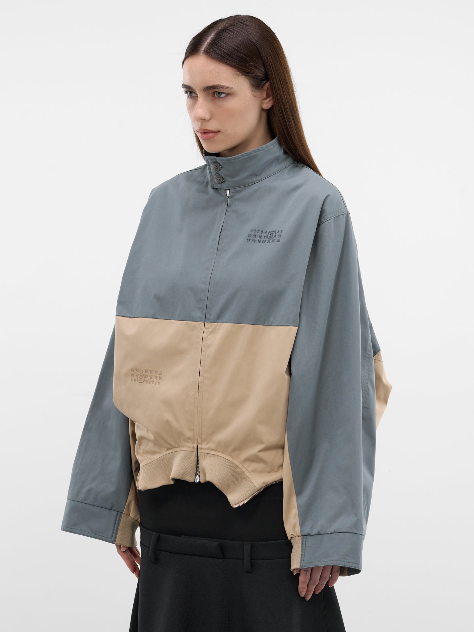 Mirrored Two-Tone Zip Jacket (S52AM0346-M35734-GREY-BLUE-BEI)