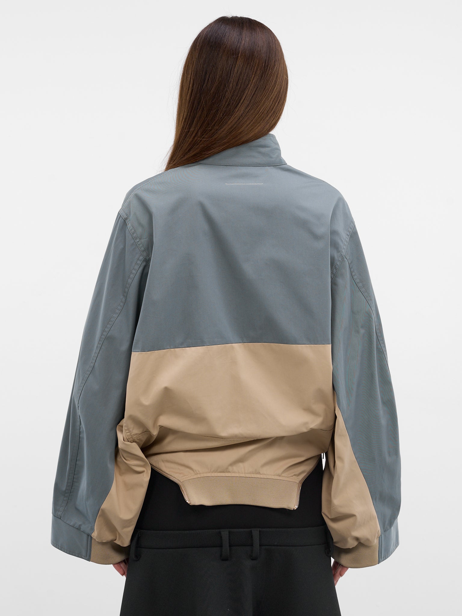 Mirrored Two-Tone Zip Jacket (S52AM0346-M35734-GREY-BLUE-BEI)