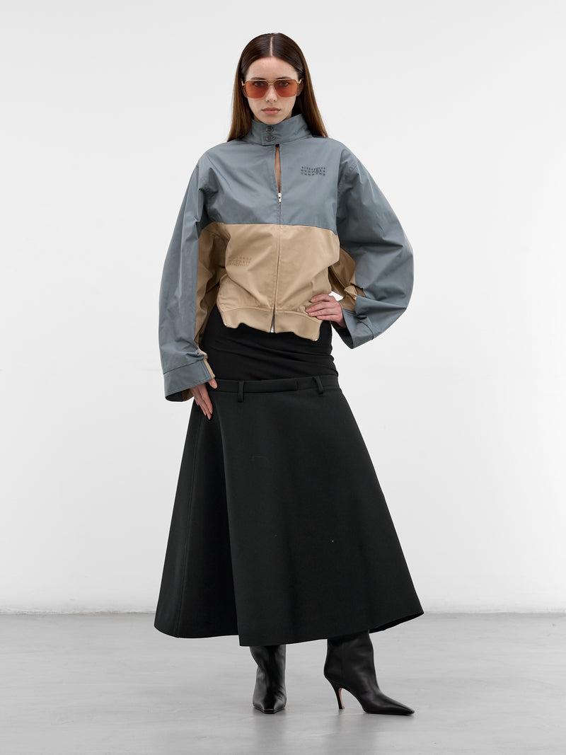 Mirrored Two-Tone Zip Jacket (S52AM0346-M35734-GREY-BLUE-BEI)