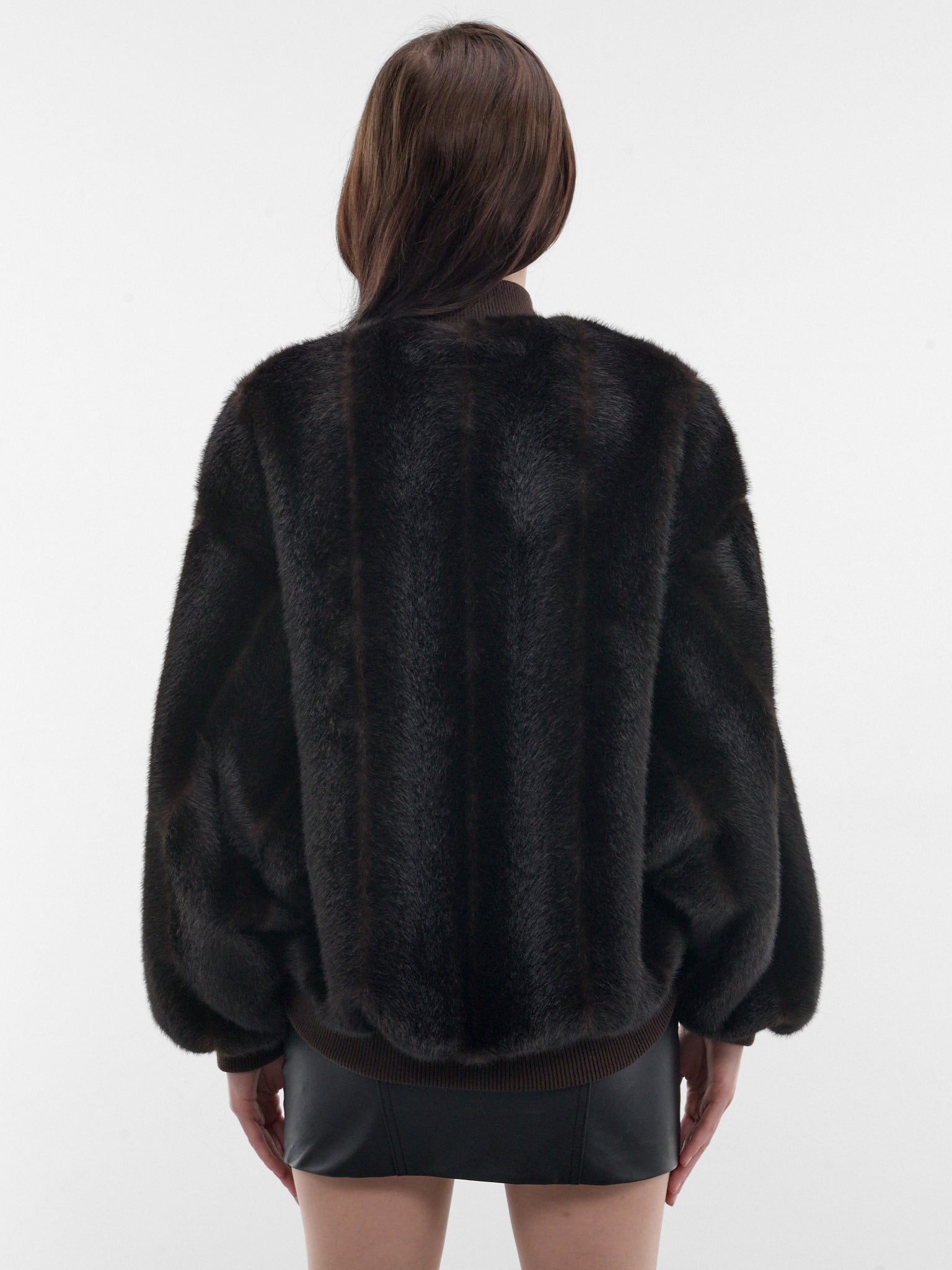 Brown Vegan Fur Bomber Jacket (S52AM0372-M35637-143-BROWN)