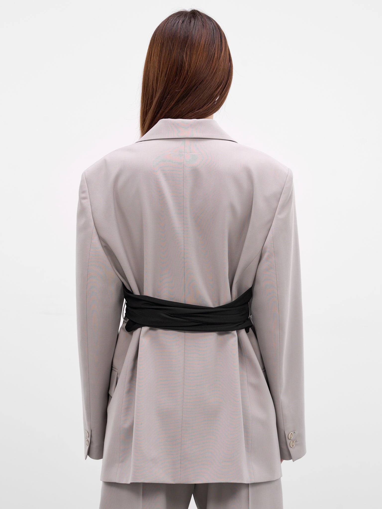 Gray Wool Glove Belt Blazer (S52BN0147-M35436-858-PALE-GREY)