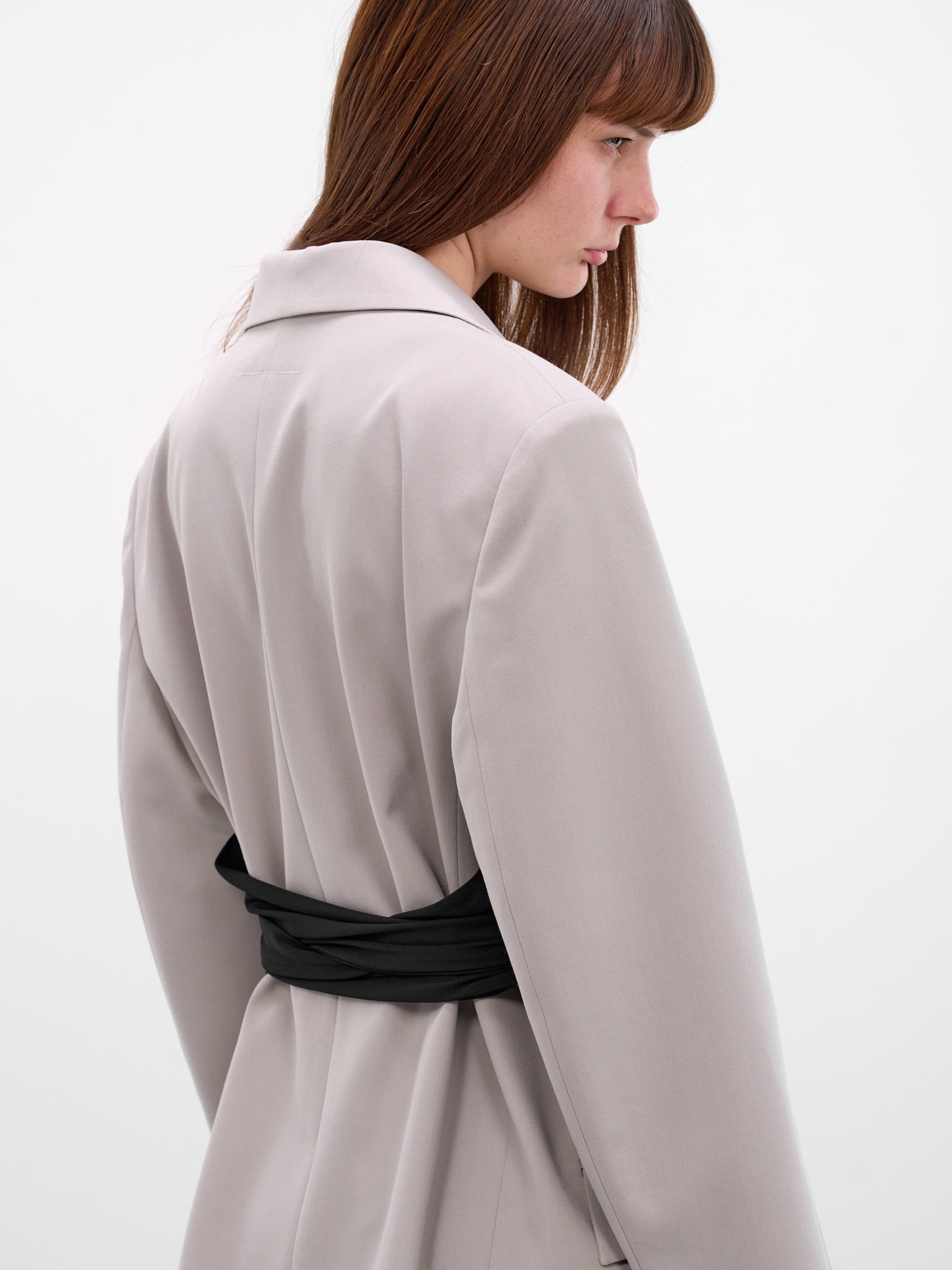 Gray Wool Glove Belt Blazer (S52BN0147-M35436-858-PALE-GREY)