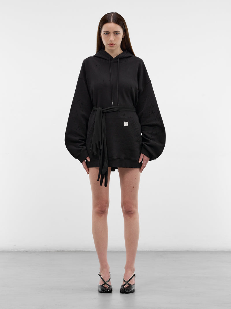 Black Lycra Glove Belt Hoodie (S52DA0083-M25025-900-BLACK)