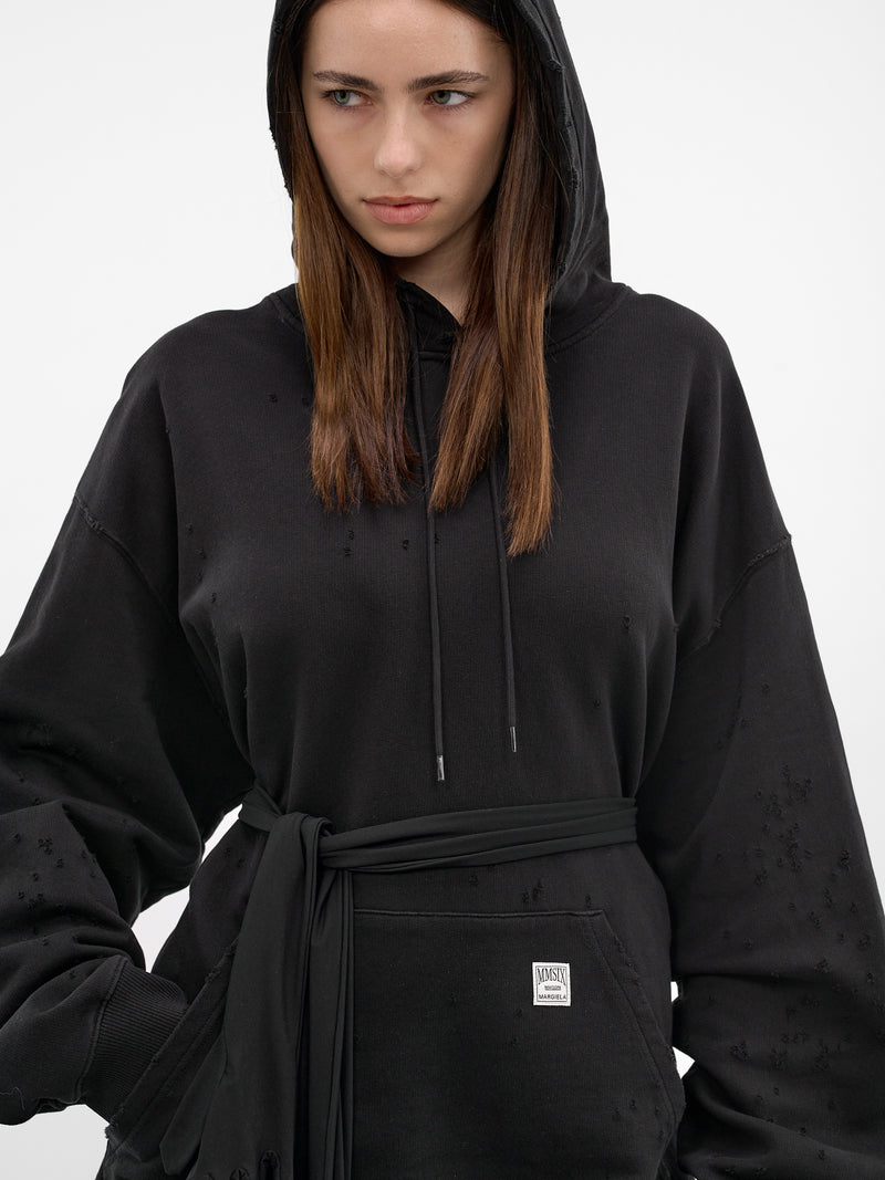 Black Lycra Glove Belt Hoodie (S52DA0083-M25025-900-BLACK)