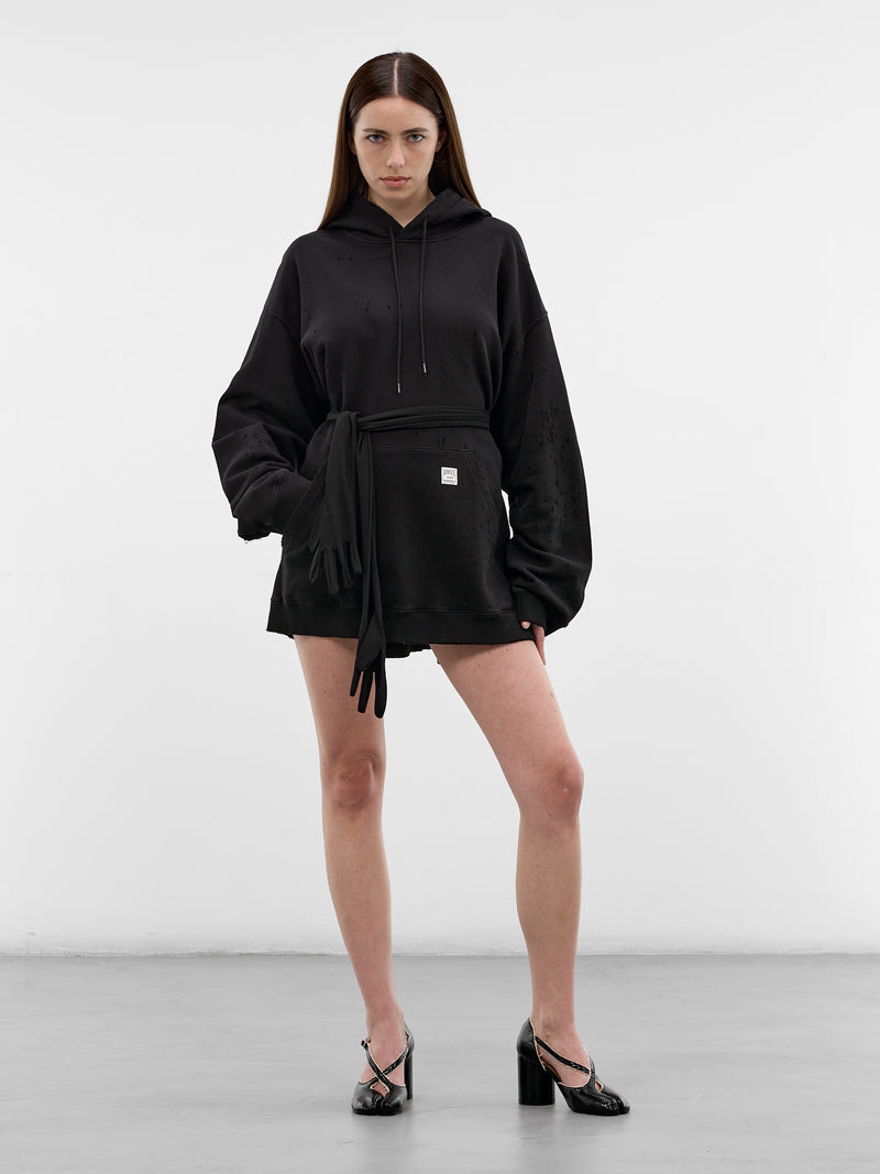 Black Lycra Glove Belt Hoodie (S52DA0083-M25025-900-BLACK)