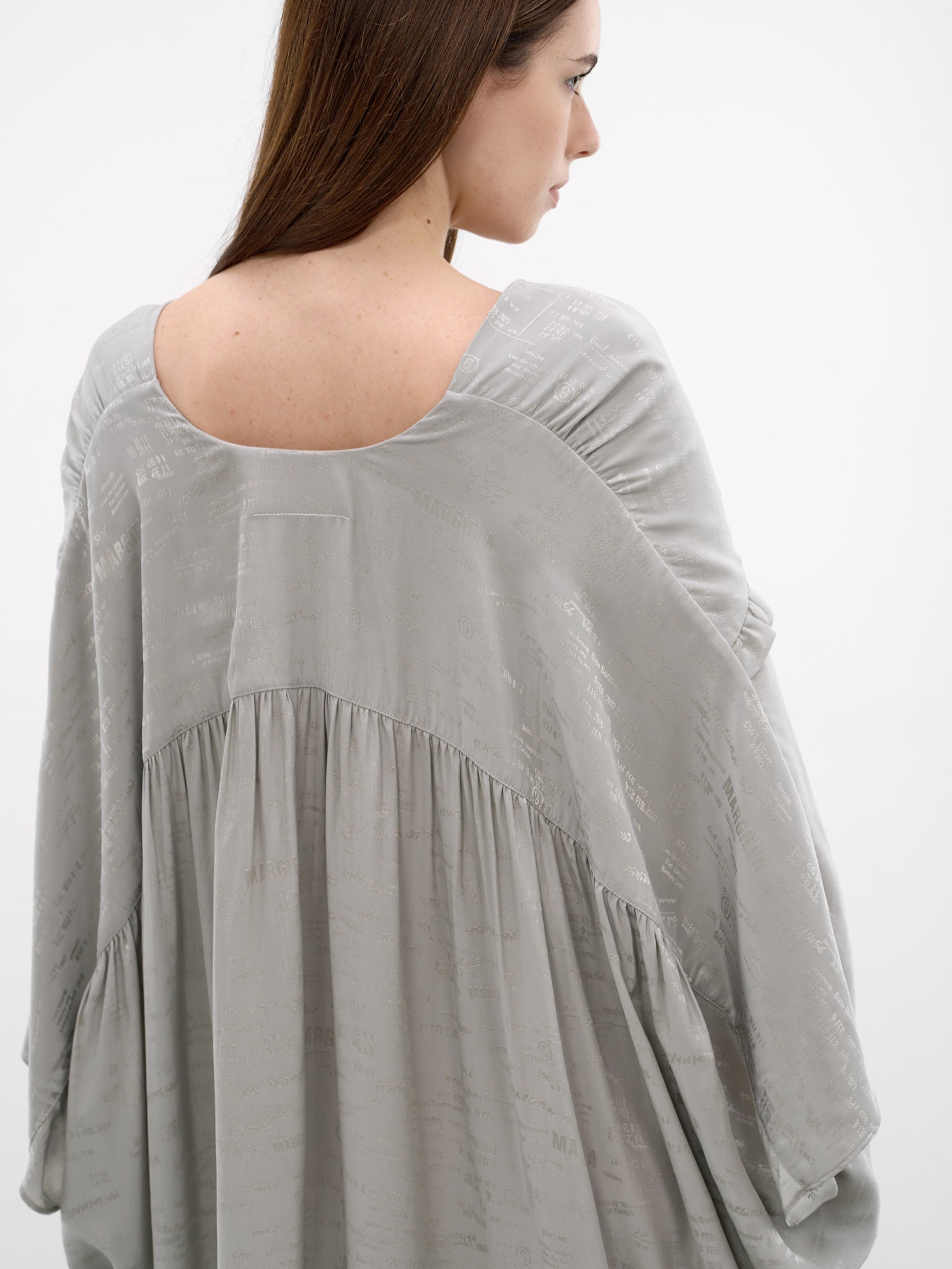 Gray Logo Print Layered Dress (S52DD0077-M35737-001J-SAGE-GRE)