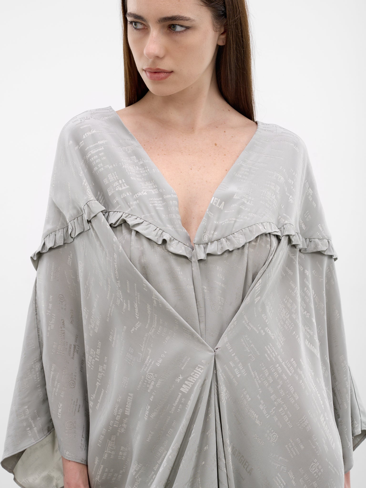Gray Logo Print Layered Dress (S52DD0077-M35737-001J-SAGE-GRE)