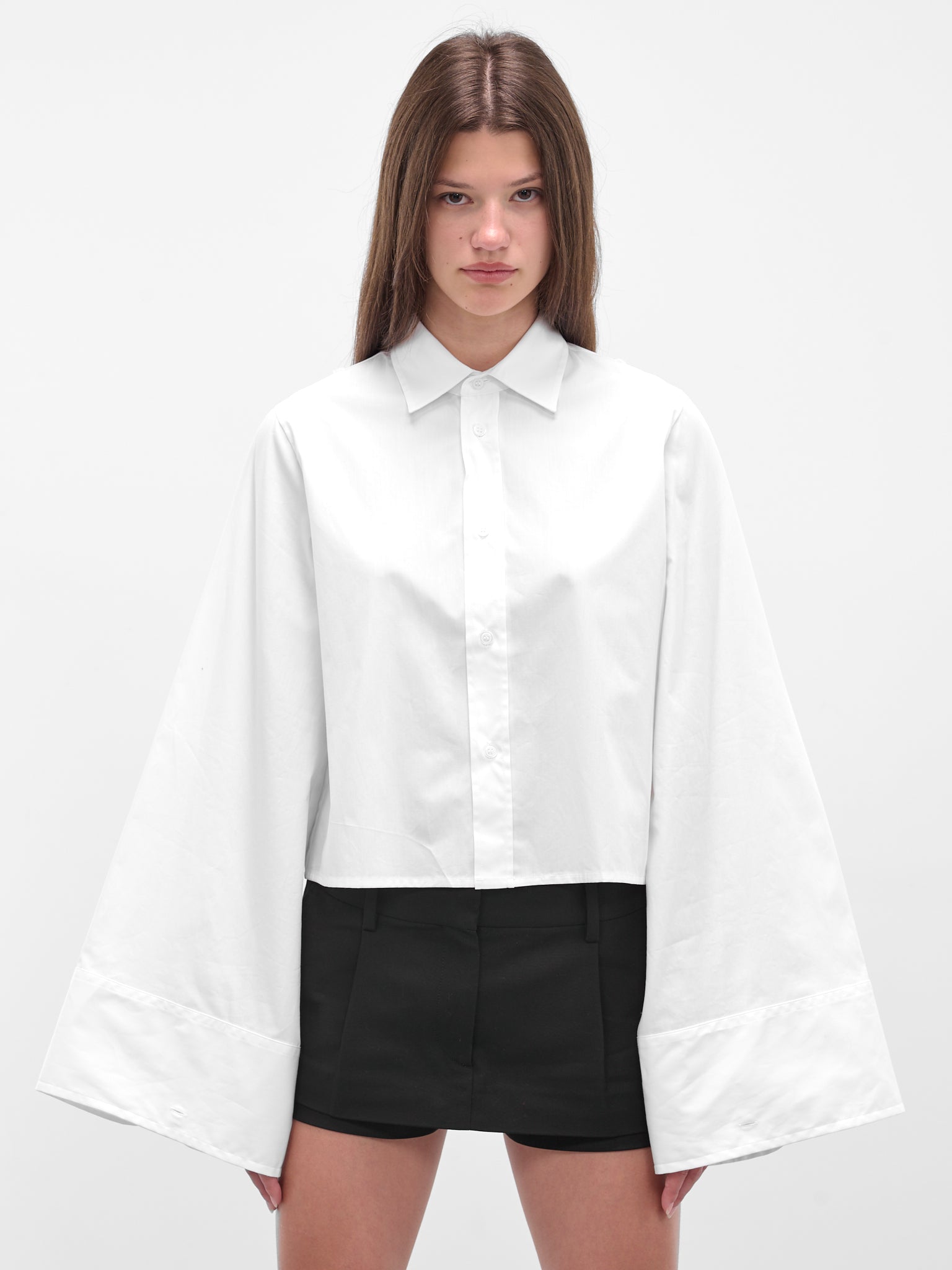 White Wide Sleeve Boxy Shirt (S52DT0044-M35480-100-WHITE)