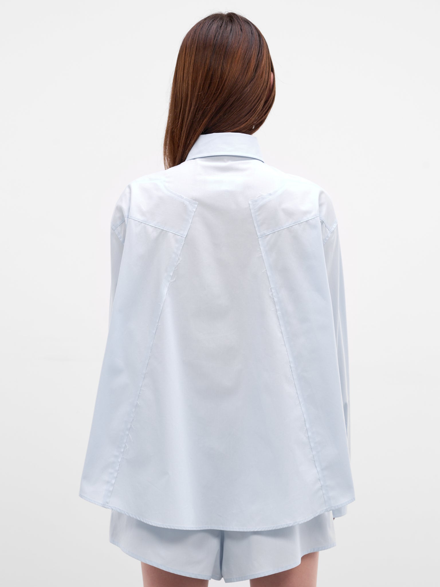 Blue Cropped Cotton Shirt (S52DT0064-M35480-LIGHT-BLUE)