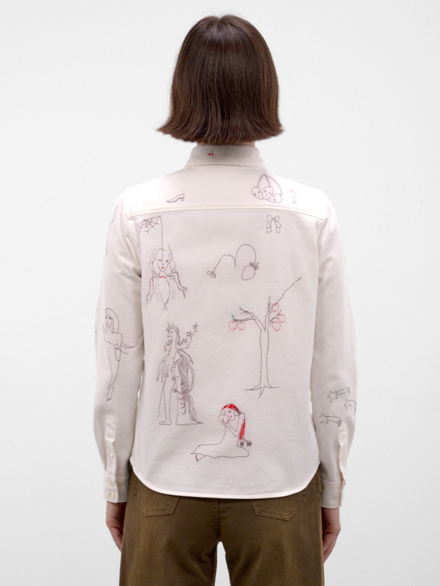 White Hand-Drawn Graphic Shirt (S52DT0071-M30074-OFF-WHITE)