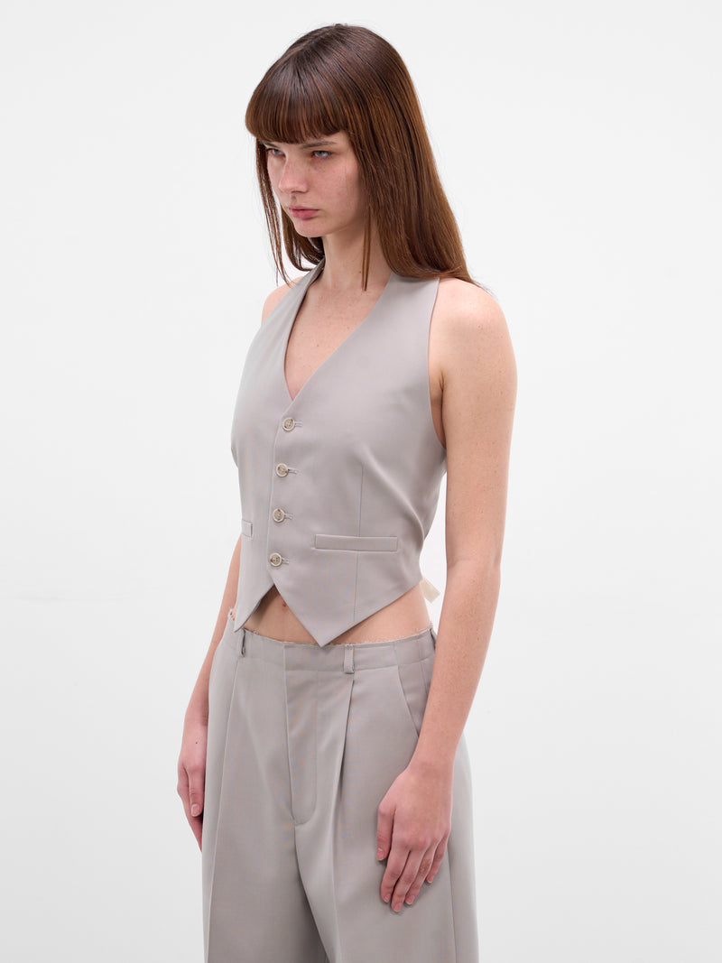 Gray Wool Tailored Vest (S52FB014-M35436-858-GRAY)