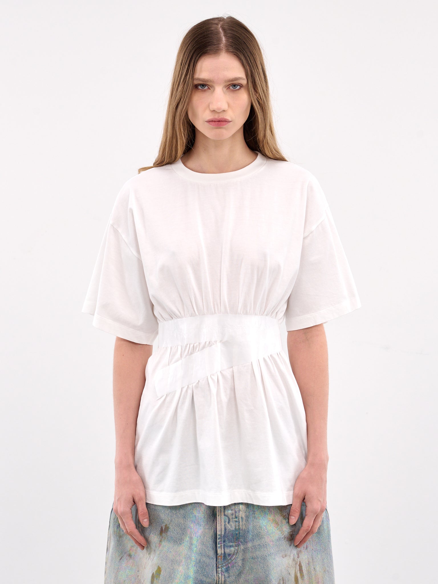 White Taped Cotton Jersey Tee (S52GC0335-M20048-101-WHITE)